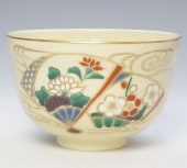 【茶道具　抹茶碗】 茶碗　仁清写し　扇面流水　宮地英香作|抹茶碗|茶道具【全般】