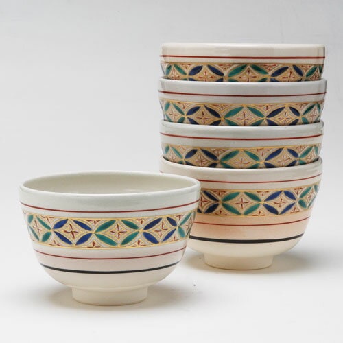 茶道具 抹茶碗】 数茶碗 帯七宝 5客 中村与平作 | 数茶碗