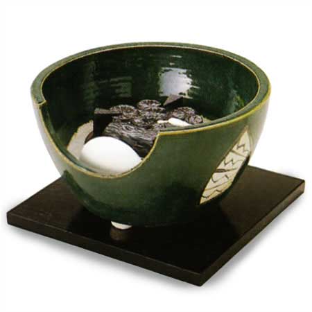 茶道具 電熱風炉/ヤマキ電気】 紅鉢風炉 織部 （電気炭、敷板、まえ