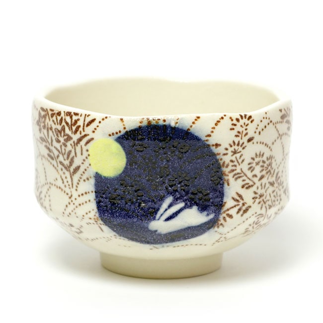 【茶道具　抹茶碗/小茶碗/野点茶碗】 小茶碗　月見うさぎ　豊窯作　おしゃれ