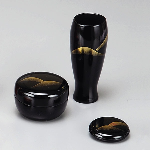 茶道具 茶箱】 茶箱道具三点セット(棗・香合・茶筅筒) 遠山 黒