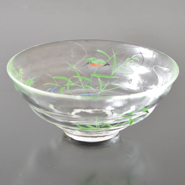 茶道具 茶碗 馬盥茶碗 ガラス 翡翠 カワセミ 松本明日香 新品