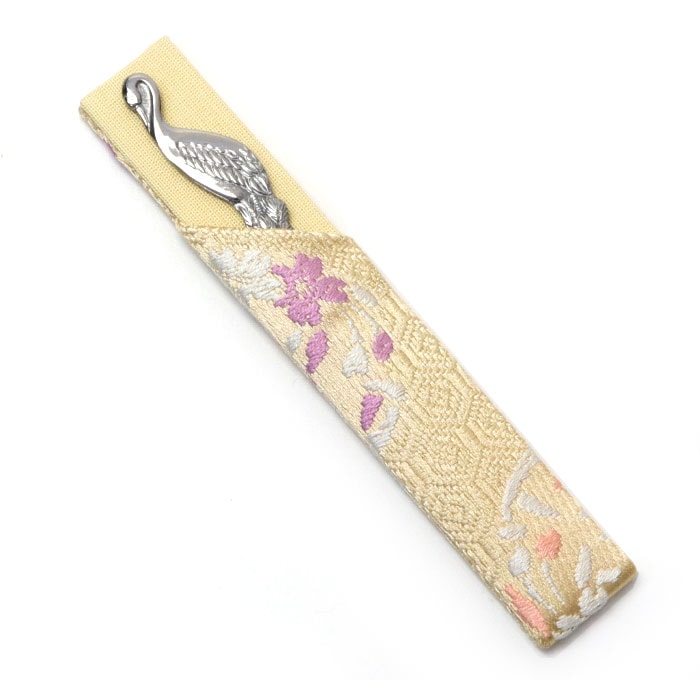 茶道具 菓子楊枝・楊枝差し セット ステンレス鶴 亀甲に桜の丸