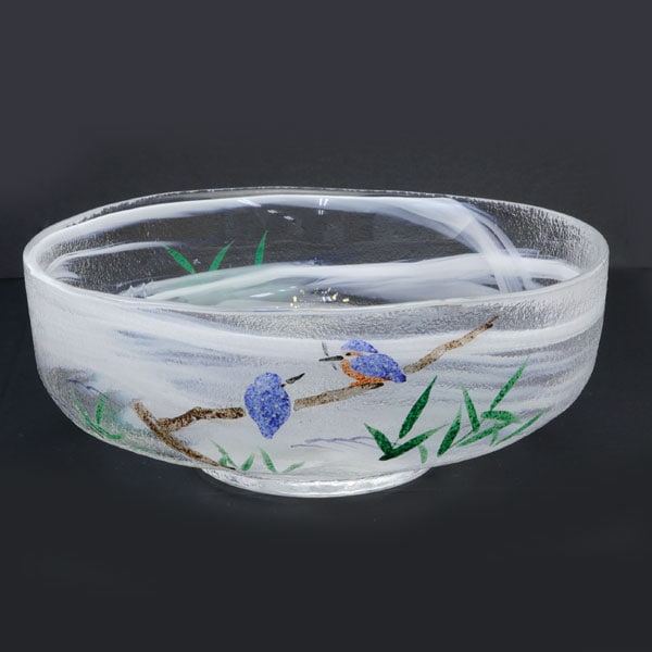 茶道具 【広畑久仁彦】蟹図 ガラス 平茶碗 紙箱 義山 夏茶碗 茶道具 ガラス馬盥茶碗 川蝉夫婦 広畑久仁彦 作 化粧箱入り | 令和7年