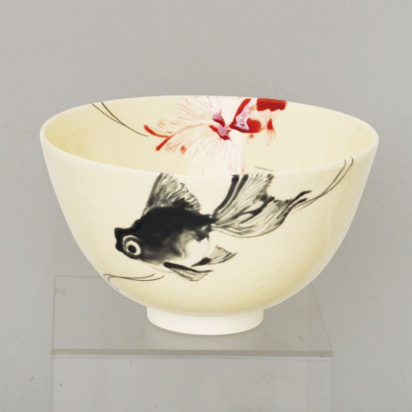 24時間限定タイムセール 作 今岡三四郎 金魚 色絵 茶碗 茶道具 桐箱入り 夏の 令和7年 | 工芸品