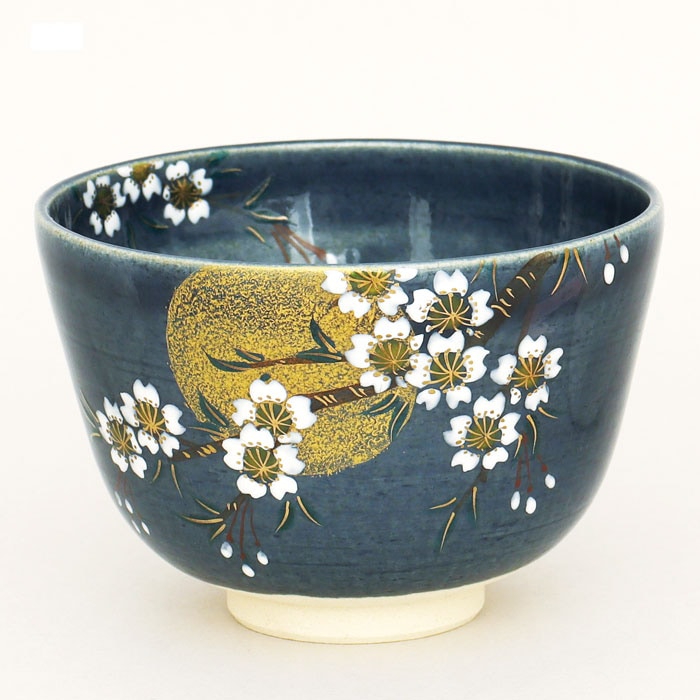 茶碗 紺釉 月に桜 東山深山 作 化粧箱入り | 令和8年 春の茶道具