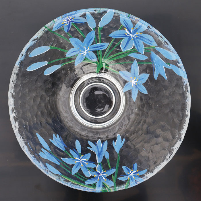 ガラス平茶碗 アガパンサス【耐熱】 加藤永山 作 化粧箱入り