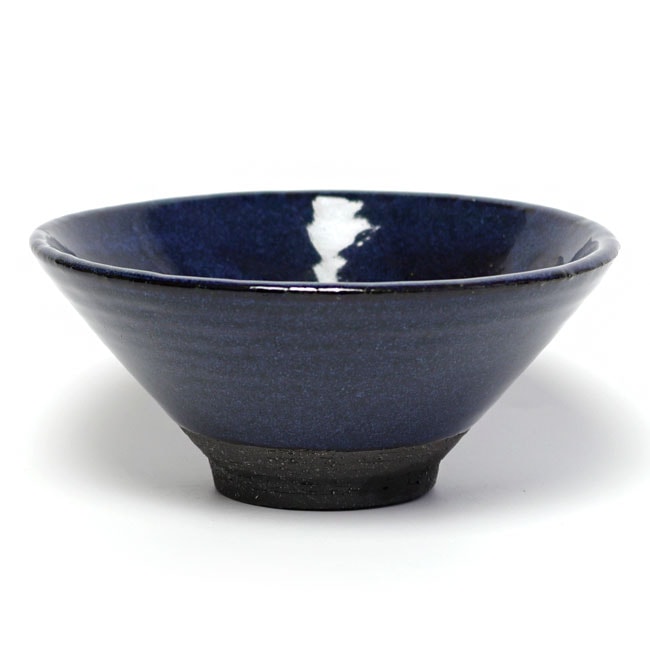【茶道具 掘り出し物】抹茶碗 平型 ネイビー H-333