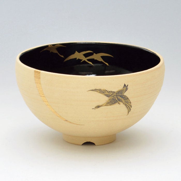 茶碗 月に雁 今岡三四郎 作 桐箱入り