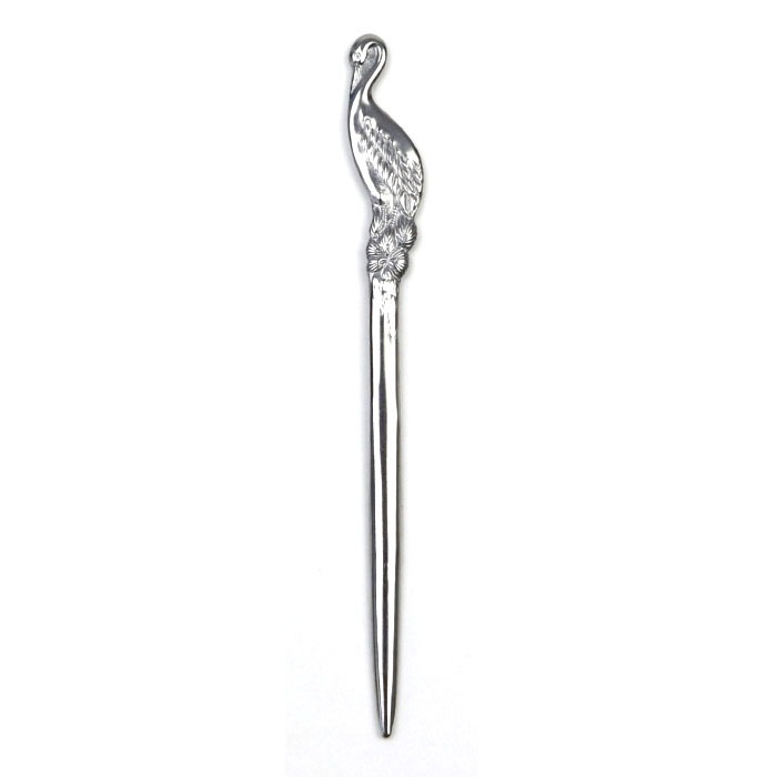 茶道具 菓子楊枝・楊枝差し セット ステンレス鶴 亀甲に桜の丸 緑 正絹