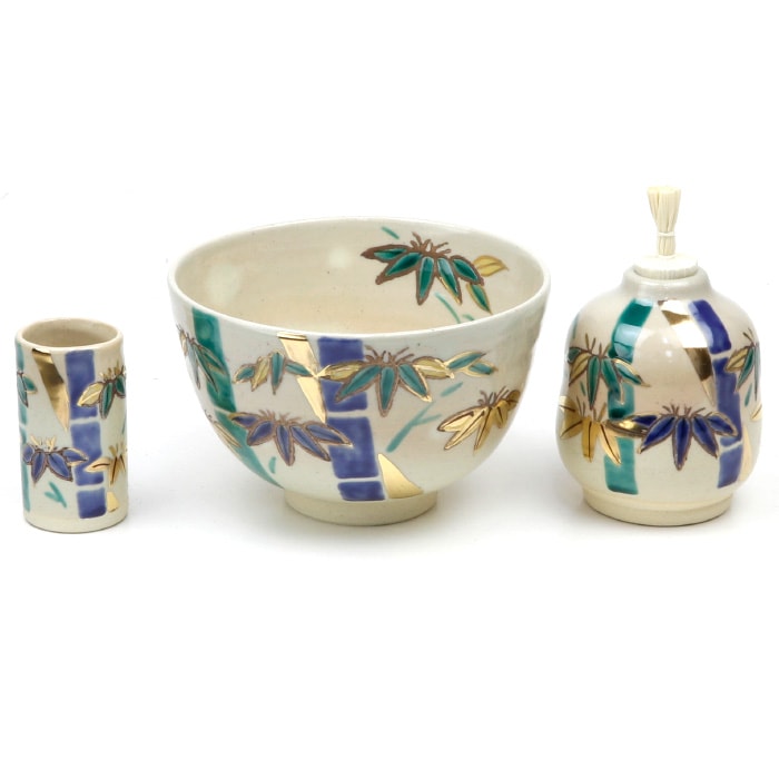 茶道具 茶箱】 茶箱用三点セット(茶碗・振出・茶巾筒) 乾山 竹 香泉作