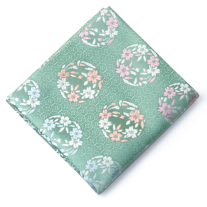 茶道具 出帛紗/出袱紗】 出帛紗 亀甲に桜の丸 緑 正絹 中川政七商店