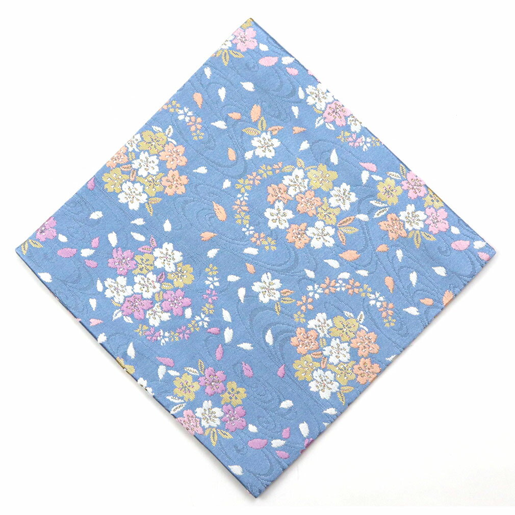 茶道 裏千家 古袱紗 古帛紗 こぶくさ 正絹 茶道具 流水に桜の丸 水色