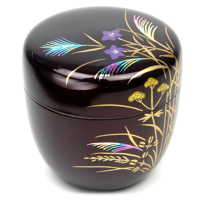 茶道具 棗】 溜塗中棗 秋草蒔絵（内梨子地） 東雲作 | 季節の茶道具