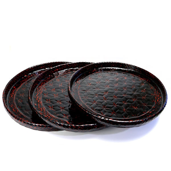 茶道具 掘り出し物】籃胎 丸盆 3点セット H-237 | 掘り出し物市