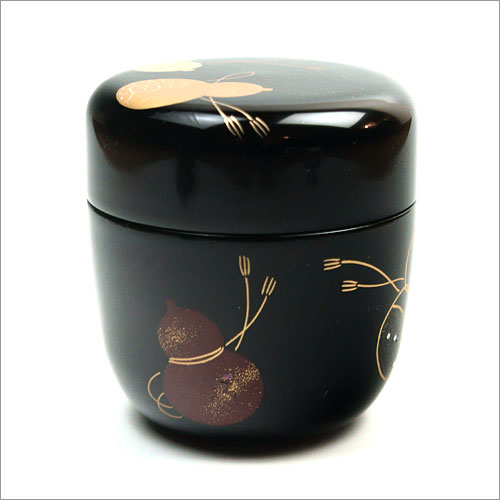 茶道具 棗/茶器/なつめ】 中棗 六瓢蒔絵 黒漆塗 木製 菅谷慶峰作 | 棗
