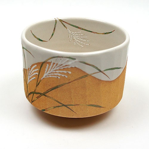 茶道具 抹茶碗】 灰釉茶碗 芒に萩絵 中村秋峰作 | すべての商品