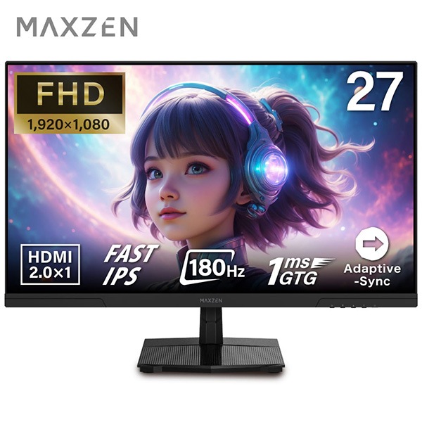 MAXZEN&nbsp;�����ߥ󥰥�˥��� 27����� �ե�HD ����Ĵ�� HDMI��1 DP��1 �Υ󥰥쥢 �ޥ������� MGM27IC03&nbsp;57454