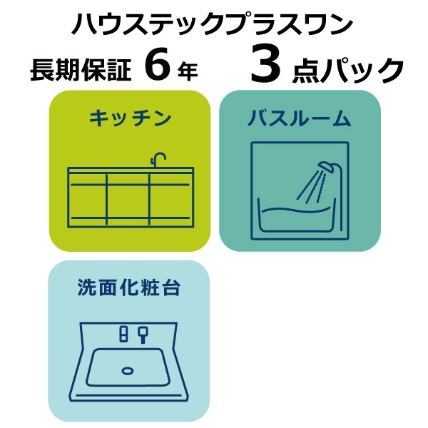 キッチン・バスルーム・洗面　３点パック　長期保証 6年