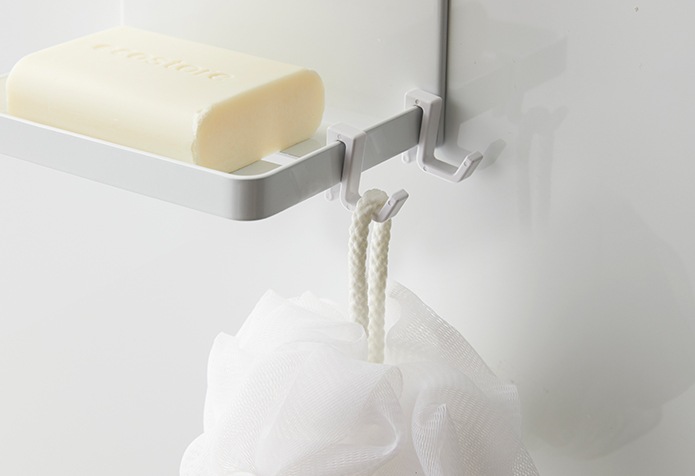 マグネットバスルームソープトレー 2段 ミスト　４２３８