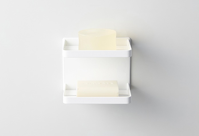 マグネットバスルームソープトレー 2段 ミスト　４２３８