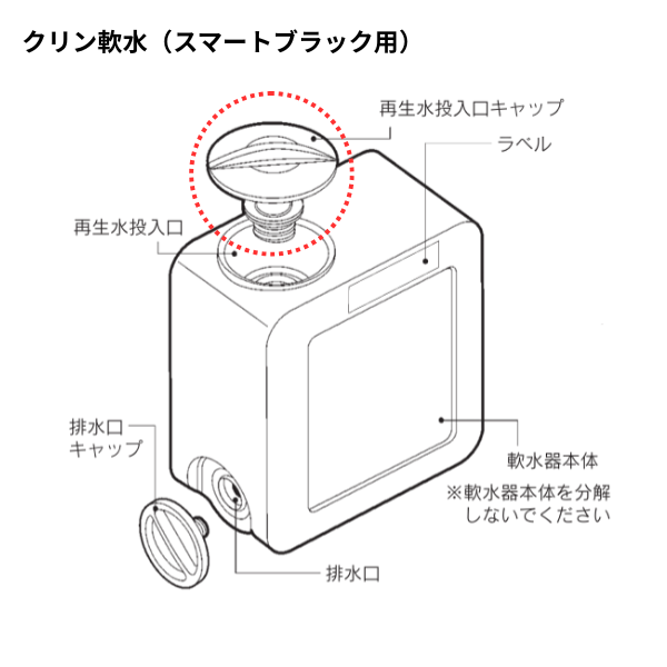 再生水投入口塩キャップ(スマートブラック)