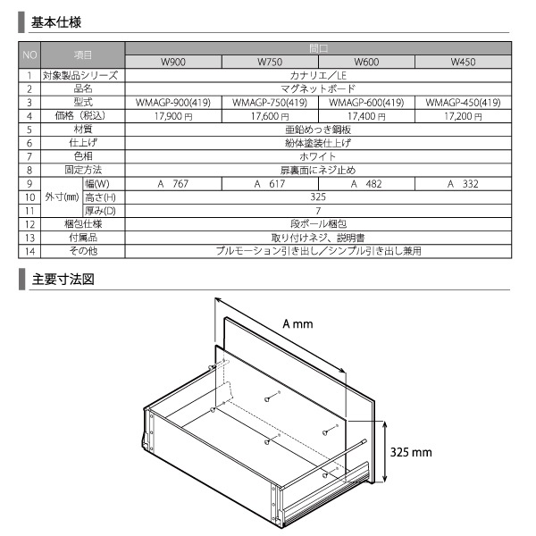 マグネットボードW750