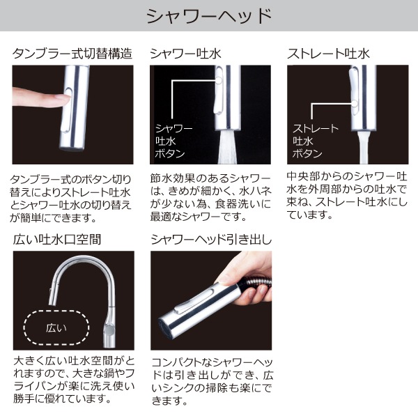 ブラック・タッチレス水栓(ホース付/エコ/一般地用)