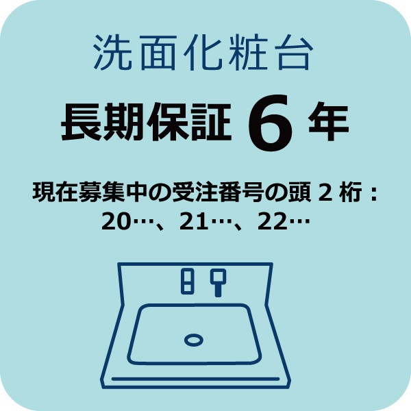 洗面化粧台6年保証A (現在募集中の受注番号の頭2桁:20…,21…,22…)