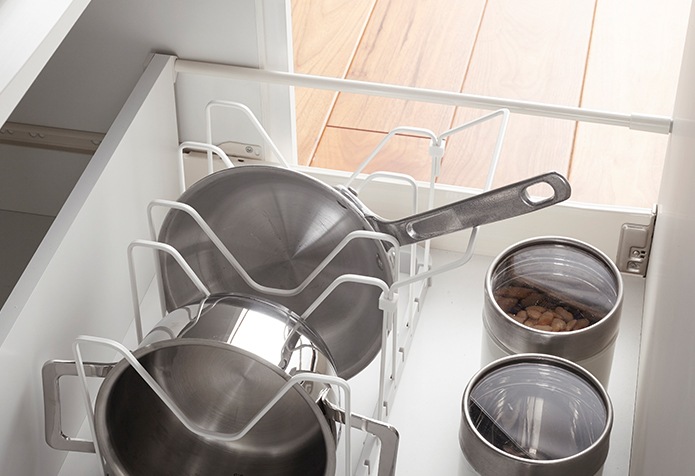 シンク下 伸縮鍋蓋&フライパンスタンド プレート 3965