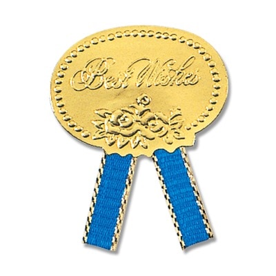 リボン付シール　ベストウィッシュ　青　Ｓ　＃７０８１２０２