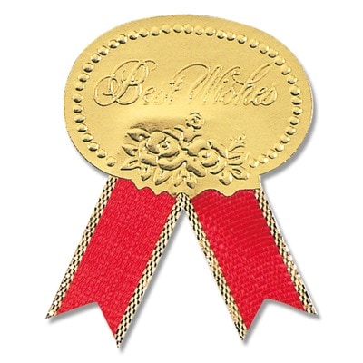 リボン付シール　ベストウィッシュ　赤　Ｍ　＃７０８１１０１