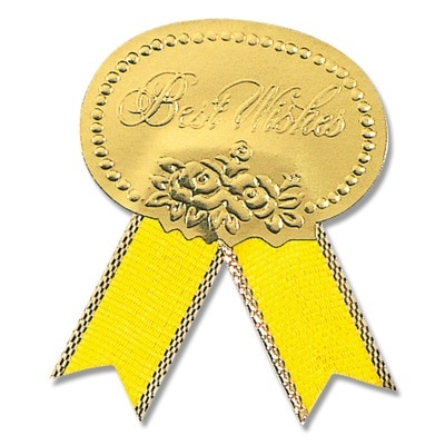 リボン付シール　ベストウィッシュ　黄　Ｍ　＃７０８１１００