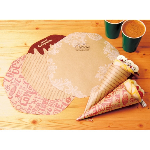 ラミクラフトクレープ包装紙 変形チョコ | 食品包材,クレープ包装