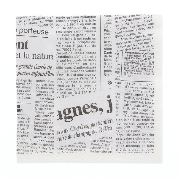 紙ナプキン　２プライ　４折　ニュースレター白　＃４５２８０００