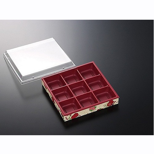 折箱容器　ＣＷＨ－角６．５－９　赤－鼓（ボ）