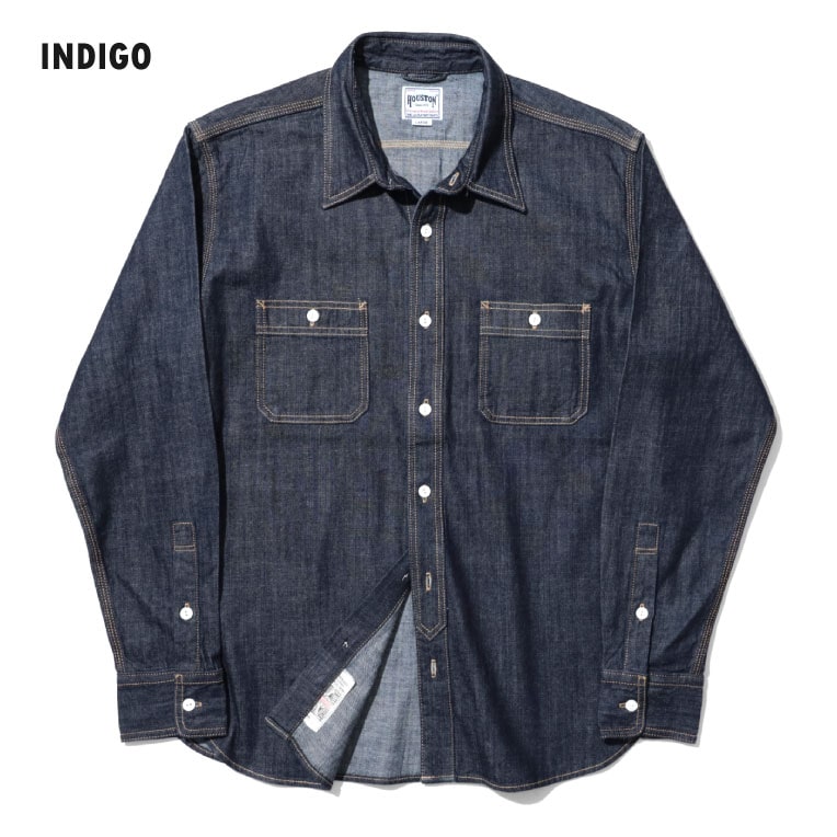 HOUSTON / ヒューストン 40511 USA COTTON DENIM WORK SHIRT / USAコットンデニムワークシャツ -全3色- 