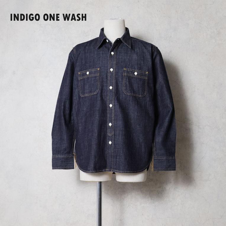 HOUSTON / ヒューストン 40511 USA COTTON DENIM WORK SHIRT / USAコットンデニムワークシャツ -全3色- 