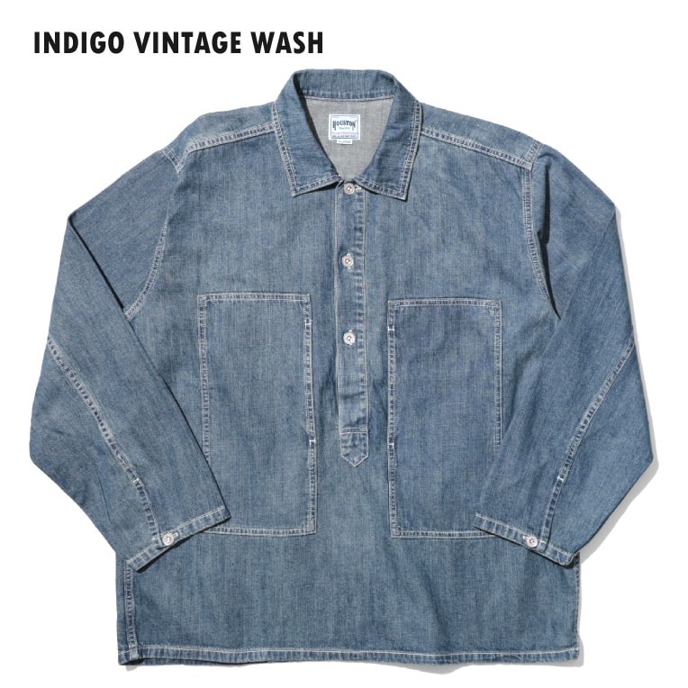 HOUSTON / ヒューストン 40696 USA COTTON DENIM PULLOVER SHIRT/ USAコットンデニムプルオーバーシャツ -全3色- 
