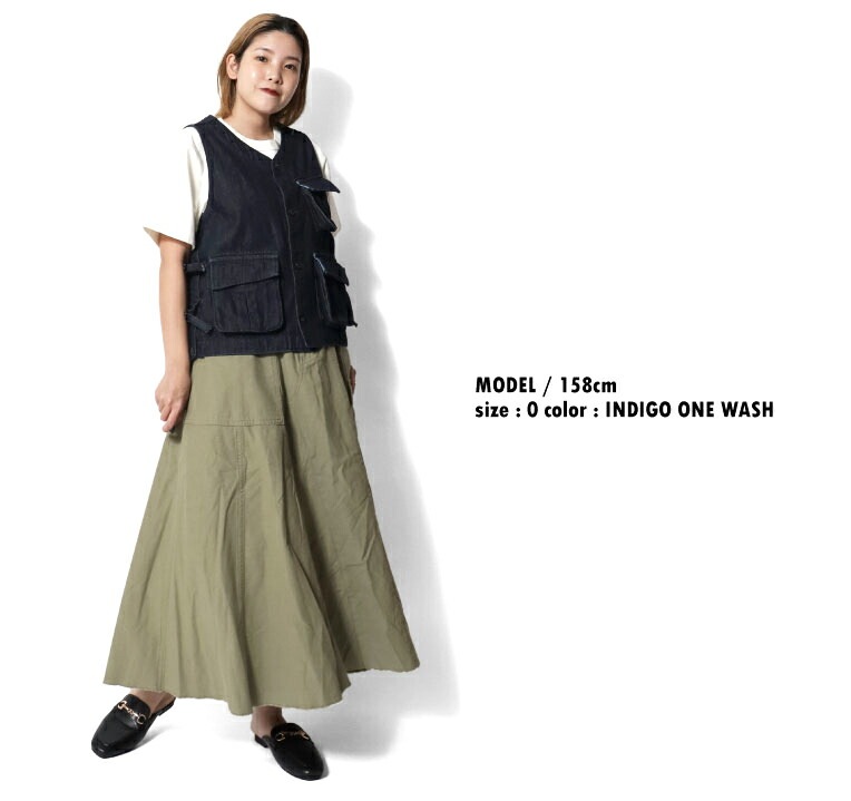 HOUSTON woman / ヒューストン ウーマン 23HL014 DENIM BDU VEST / デニムベスト -全2色- ジレ 前開き インディゴ ビンテージ アウトドア シーズンレス タックボタン アジャスター アメカジ レディース  [23hl014]