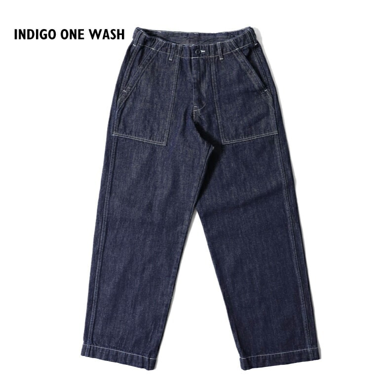 HOUSTON woman / ヒューストン ウーマン 23HL013 11oz SLAB DENIM FATIGUE PANTS / デニムファティーグパンツ -全2色- ルーズ ジーンズ アジャスター ビンテージ 調節 アウトドア シーズンレス  アメカジ レディース  [23hl013]