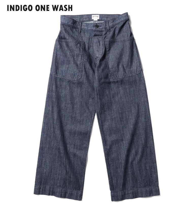 HOUSTON / ヒューストン 10079 USN DENIM SAILOR PANTS / デニムセーラーパンツ -全3色- 40年代 アメカジ メンズ 巻きパンツ シーズンレス U.S.NAVY 無地 シンプル ミリタリー カジュアル アウトドア 色落ち スラブデニム ワイドパンツ [10079]