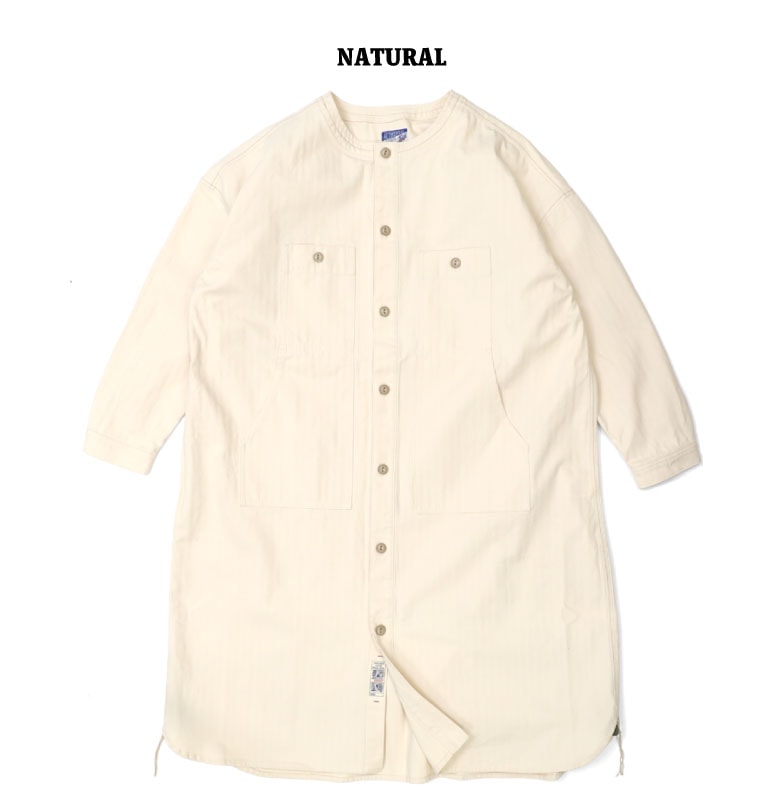 HOUSTON woman / ヒューストン ウーマン 21HL005  HERRINGBONE TWILL VINTAGE WORK ONEPIECE / ヘリンボーンツイル ヴィンテージ ワークワンピース -全3色- ワークシャツ オーバーサイズ ビンテージ ポケット ミリタリー MILITARY コート 春 夏 ゆったり [21HL005]