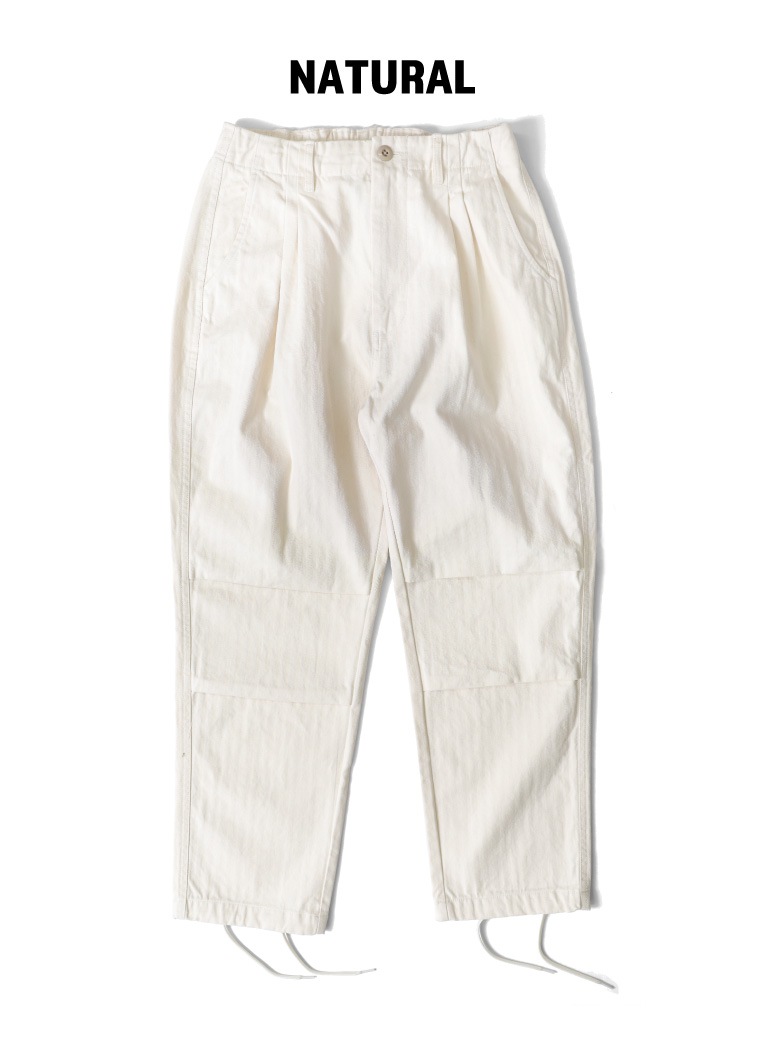 HOUSTON woman / ヒューストン ウーマン 21HL006 HERRINGBONE TWILL WIDE TROUSERS / ヘリンボーン ツイル ワイド トラウザー -全3色- レデイース/タック/ビンテージ/ポケット/カジュアル/パンツ/ミリタリー/MILITARY[21HL006]