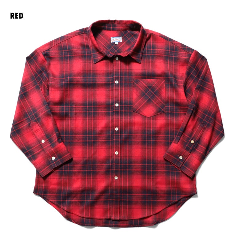 HOUSTON woman / ヒューストン ウーマン 23HL071 OMBRE CHECK SHIRT / オンブレチェックシャツ -全3色- レディース シャツ レギュラーカラー カジュアル ミリタリー 薄手 羽織り ヴィンテージ [23HL071]
