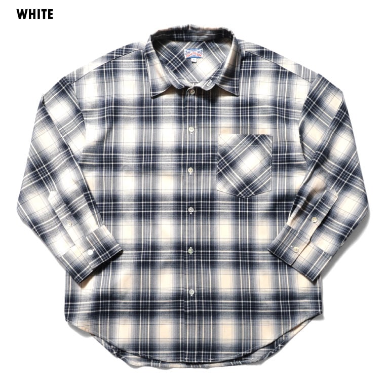 HOUSTON woman / ヒューストン ウーマン 23HL071 OMBRE CHECK SHIRT / オンブレチェックシャツ -全3色- レディース シャツ レギュラーカラー カジュアル ミリタリー 薄手 羽織り ヴィンテージ [23HL071]