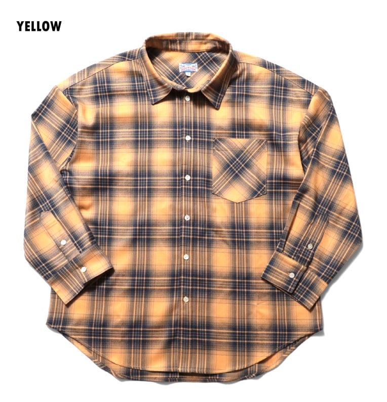 HOUSTON woman / ヒューストン ウーマン 23HL071 OMBRE CHECK SHIRT / オンブレチェックシャツ -全3色- レディース シャツ レギュラーカラー カジュアル ミリタリー 薄手 羽織り ヴィンテージ [23HL071]