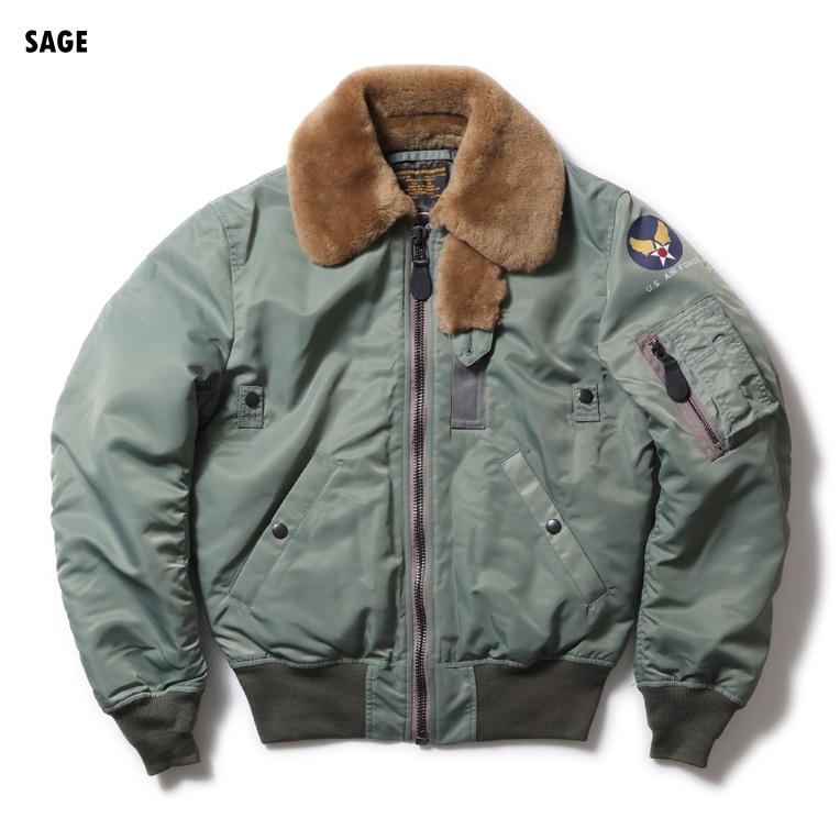 HOUSTON / ヒューストン 5003C B-15D FLIGHT JACKET / B-15Dフライトジャケット -全1色- ミリタリー MILITARY ムートン アメリカ軍 USAF ナイロン 中綿 メンズ 大きいサイズ 立襟 ワンポイント ジップアップ 厚手 秋冬 MA-1 ウール [5003C]