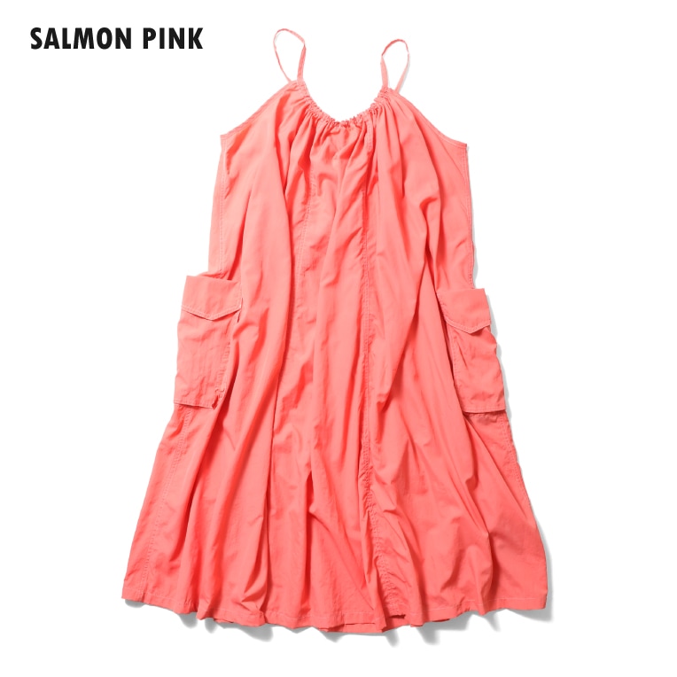 HOUSTON woman / ヒューストン ウーマン 24HL029 NYLON POPLIN CAMISOLE DRESS / ナイロンポプリンキャミソールドレス -全4色- レディース キャミワンピ ワンピース 重ね着 シンプル 無地 キャミソールブラウス カラフル ヴィンテージ [24HL029]