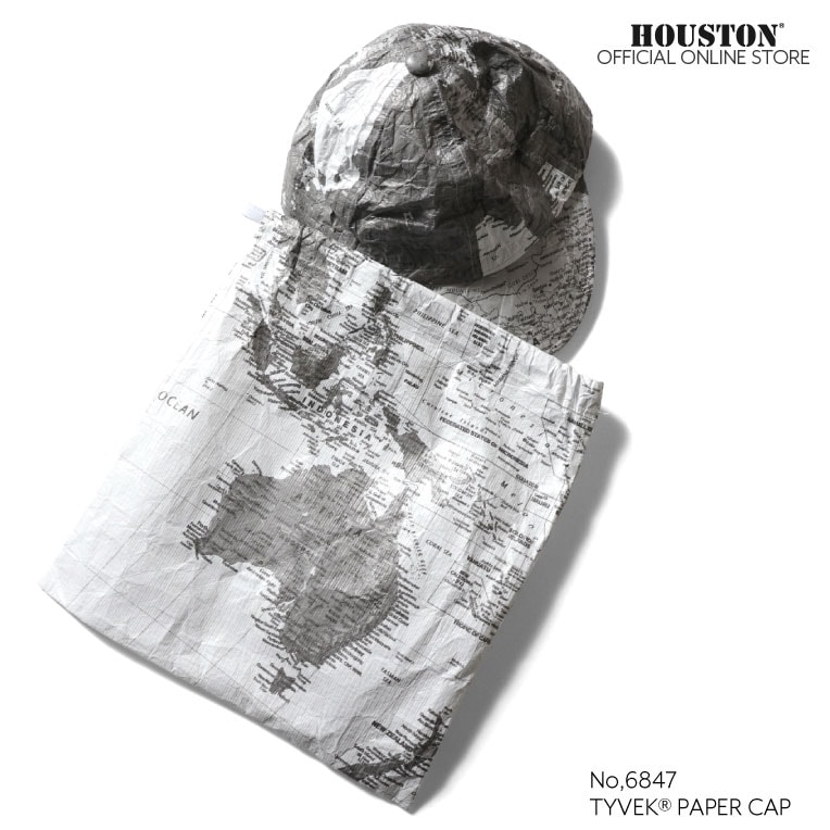 HOUSTON / ヒューストン 6847 TYVEK PAPER CAP / タイベックペーパーキャップ -全2色- メンズ レディース 男女兼用 アジャスター MILITARY 世界地図  帽子 ギフト プレゼント[6847]